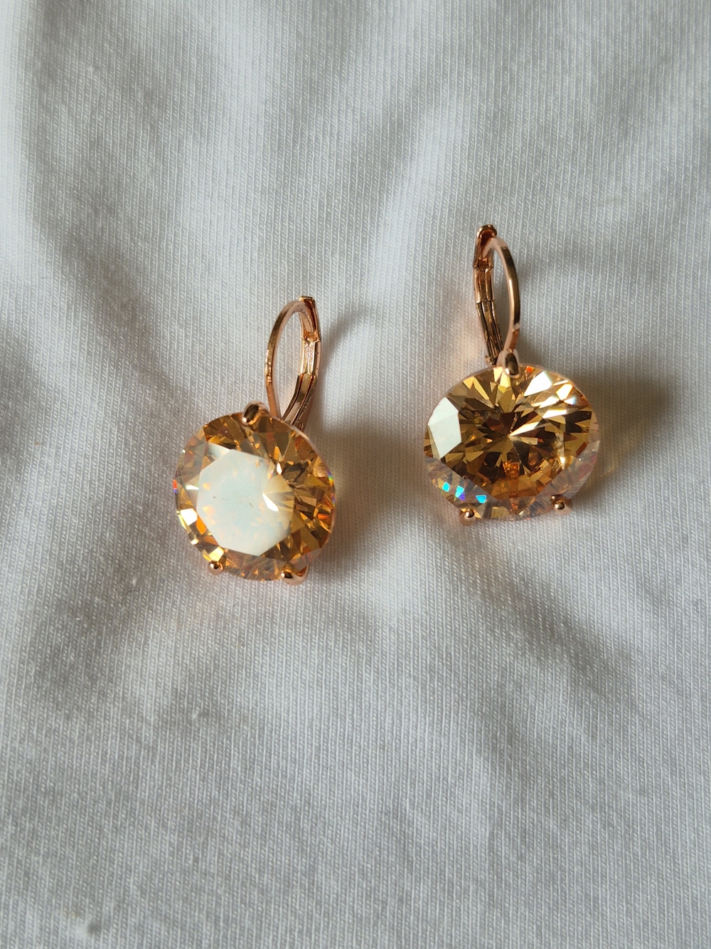 Crystal Drop Earrings in Golden Amber - Unbranded